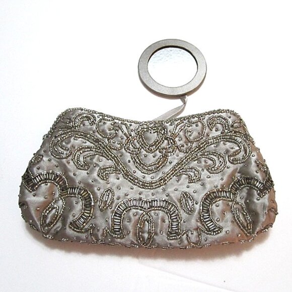 Vintage Beaded Evening Formal Bag with attach mirror - Picture 7 of 8